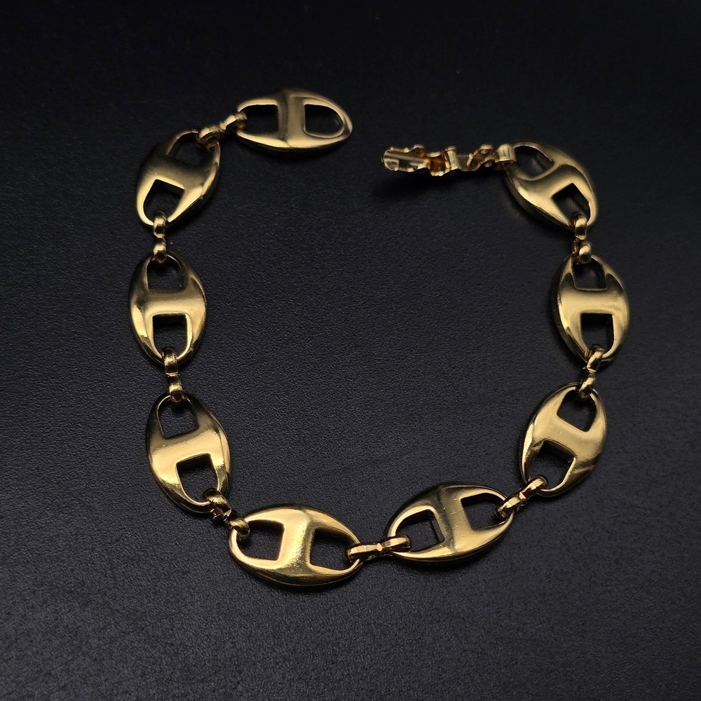 Mariner Link Chain Bracelet Gold Tone Vintage Costume Jewelry